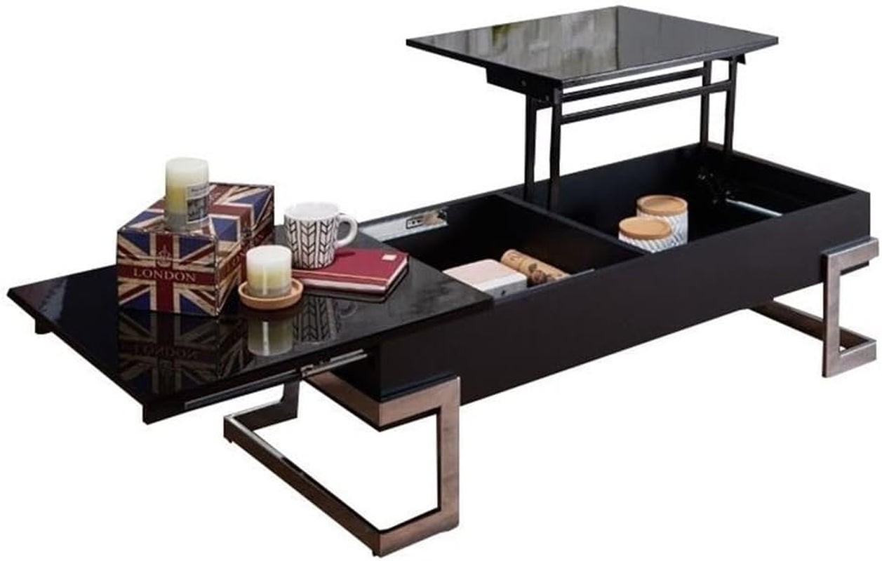 Calnan Rectangular Lift Top Coffee Table in Black and Chrome