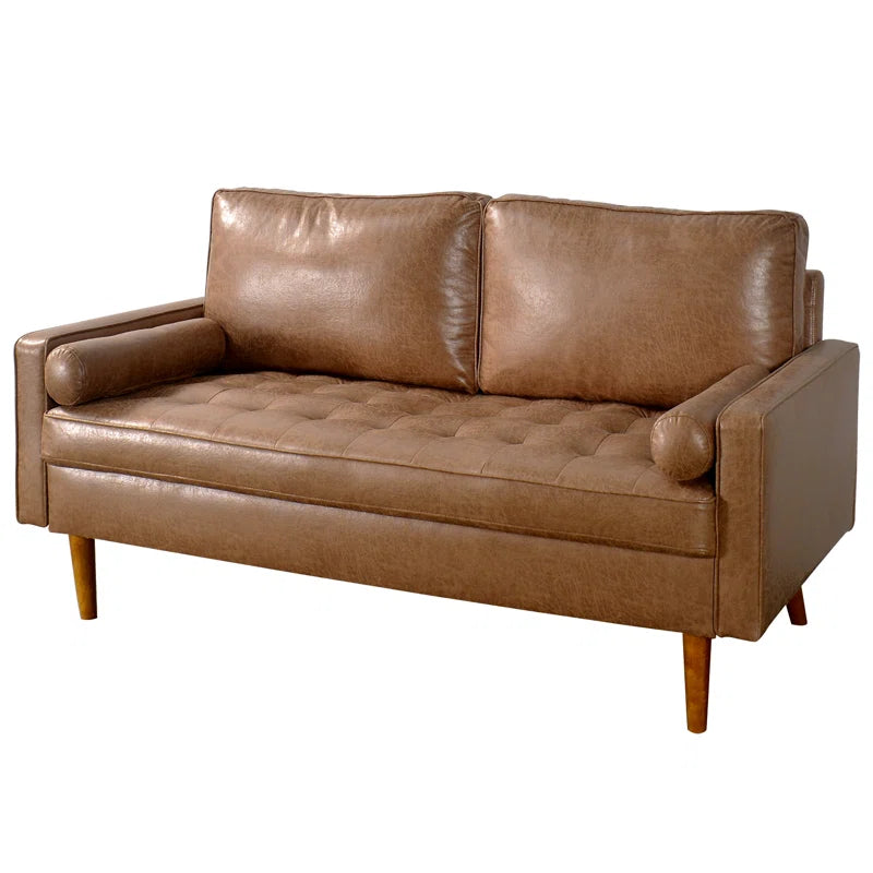 Aisha 70" Faux Leather Square Arm Loveseat