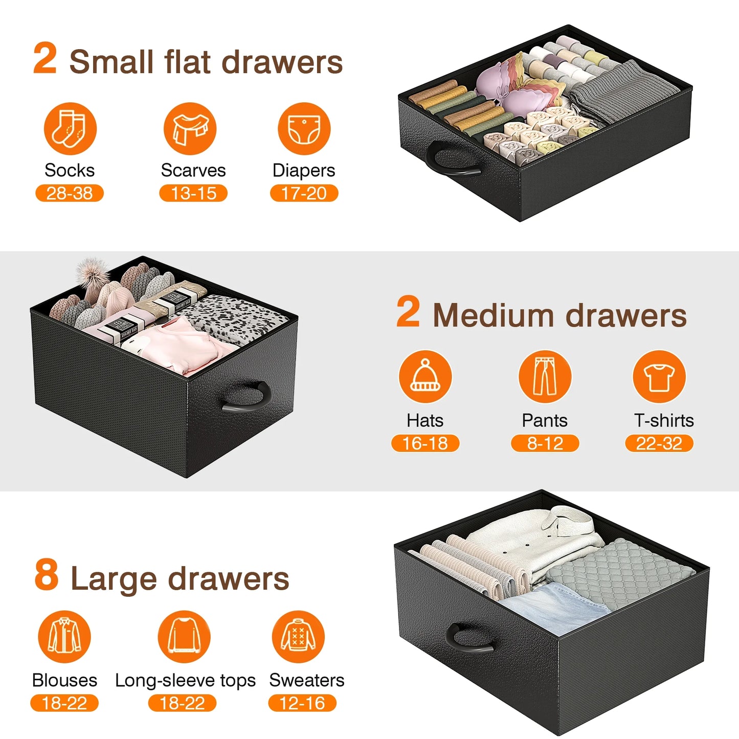 12 Drawer Dresser, Black Dresser Chest of Drawers Dressers for Bedroom Pu&Fabric Dresser with Side Pockets and Hooks, Black