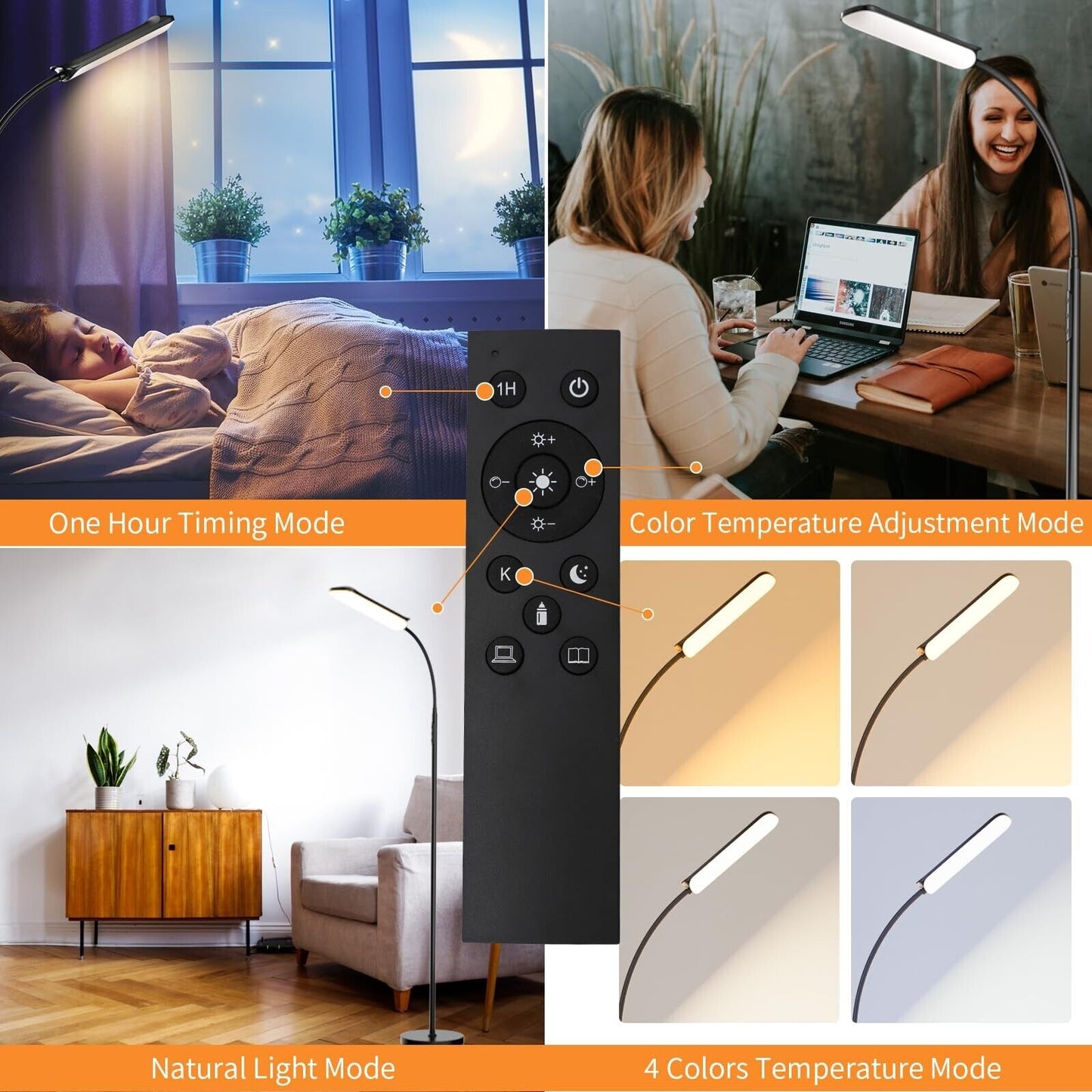 Frideko LED Floor Lamp, 18W 1800LM Bright Floor Lamp with Remote & Touch Cont...