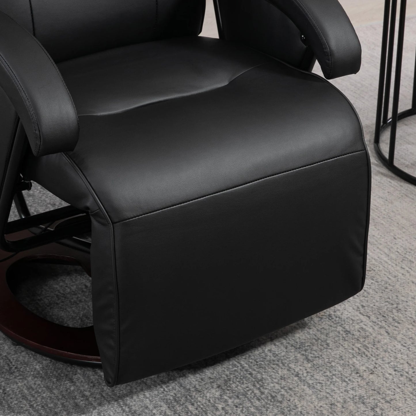 Recliner Chair with Footrest, PU Leather Swivel High Back Armchair, 135° Adjustable Backrest Thick Foam Padding, Black