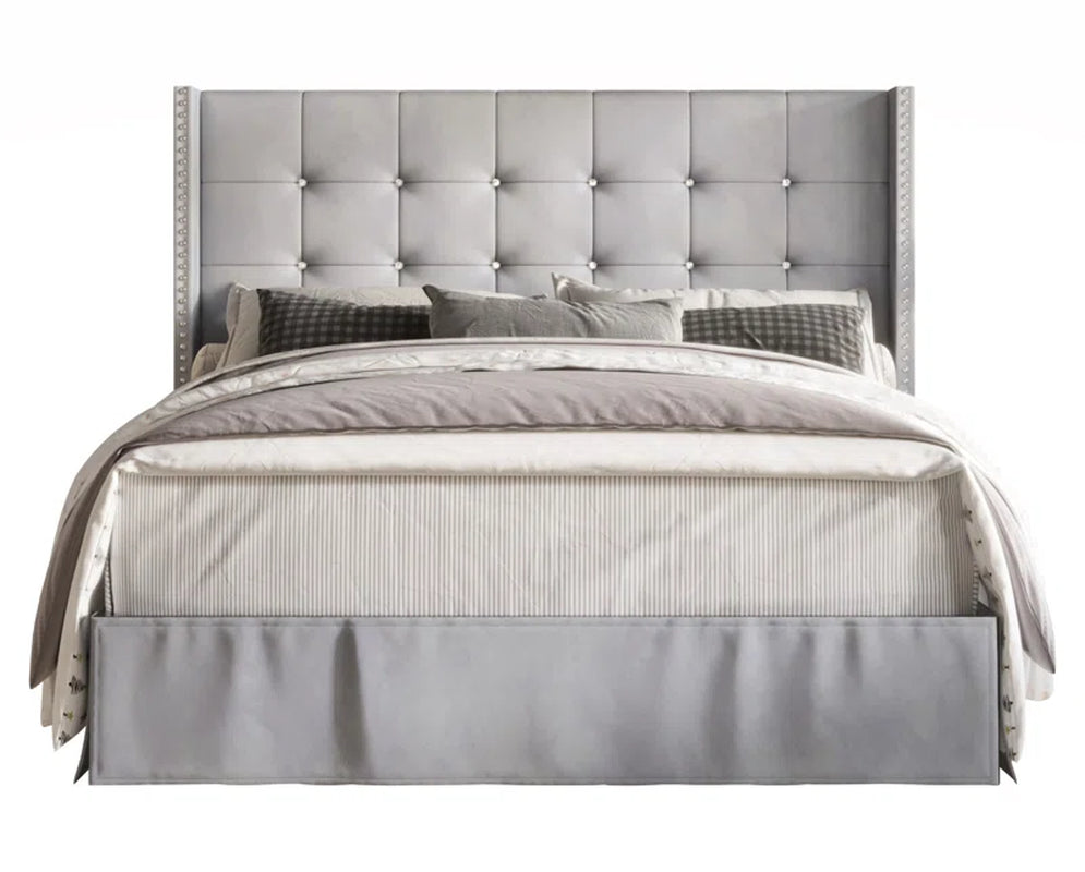 Aliviana Upholstered Wingback Bed