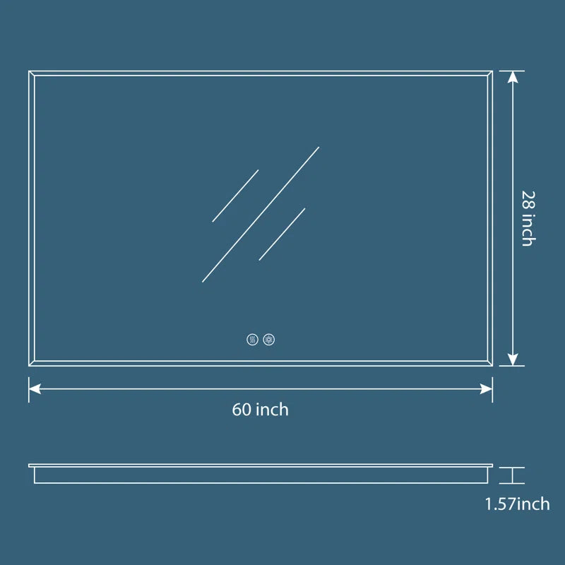 Devonnte Rectangle LED Wall Mirror, Dimmable Vanity Lighted Mirror, Backlit