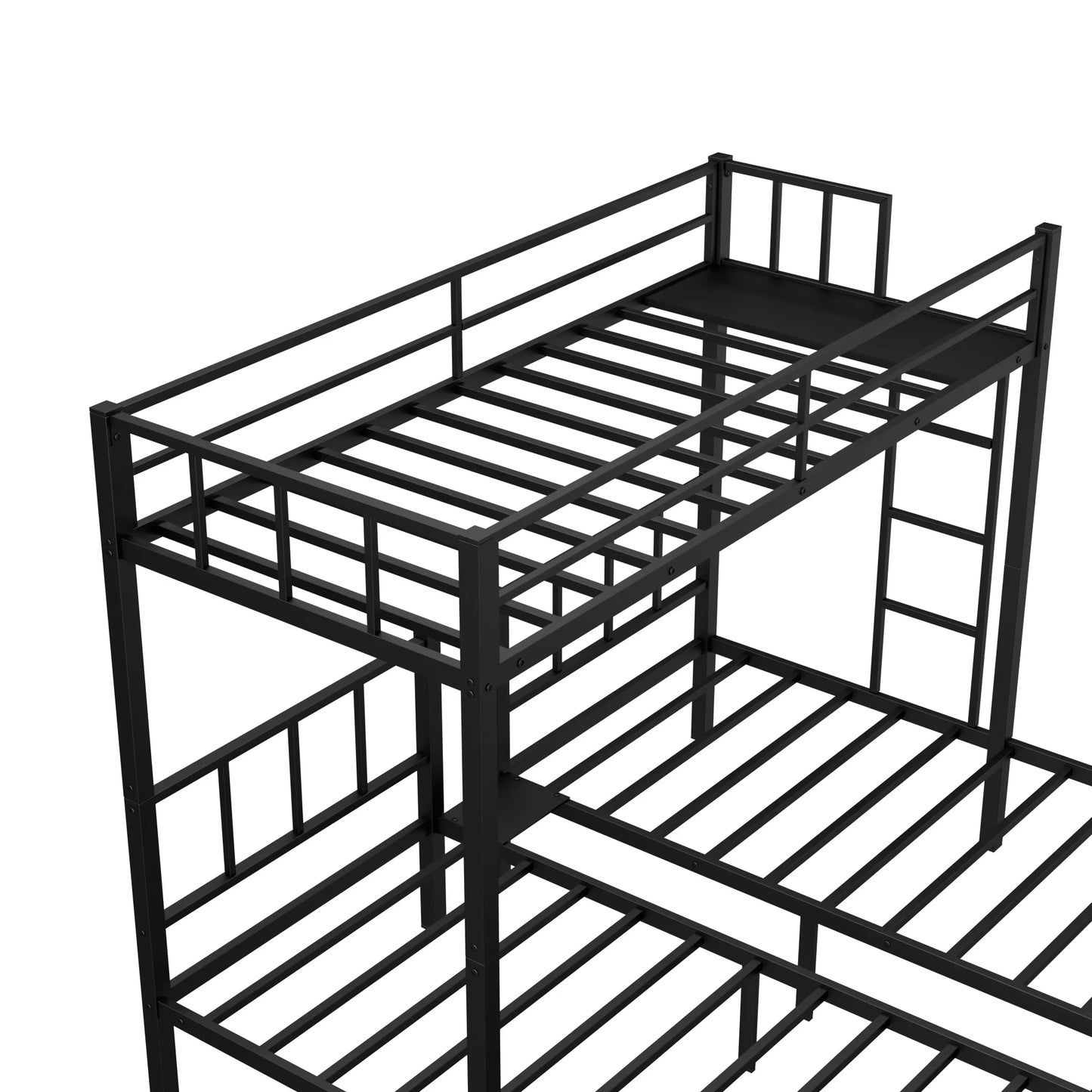 Metal Triple Bunk Bed for 3 Kids Twin over Twin over Twin, 3 Beds Bunk Beds 3-Tier Bunk Bed, Triple Metal Twin Bunk Bed for Kids Teens, Adults with Full-Length Guardrail and Ladder, Black