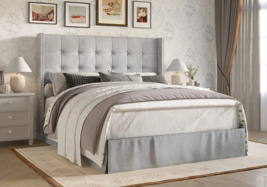 Aliviana Upholstered Wingback Bed
