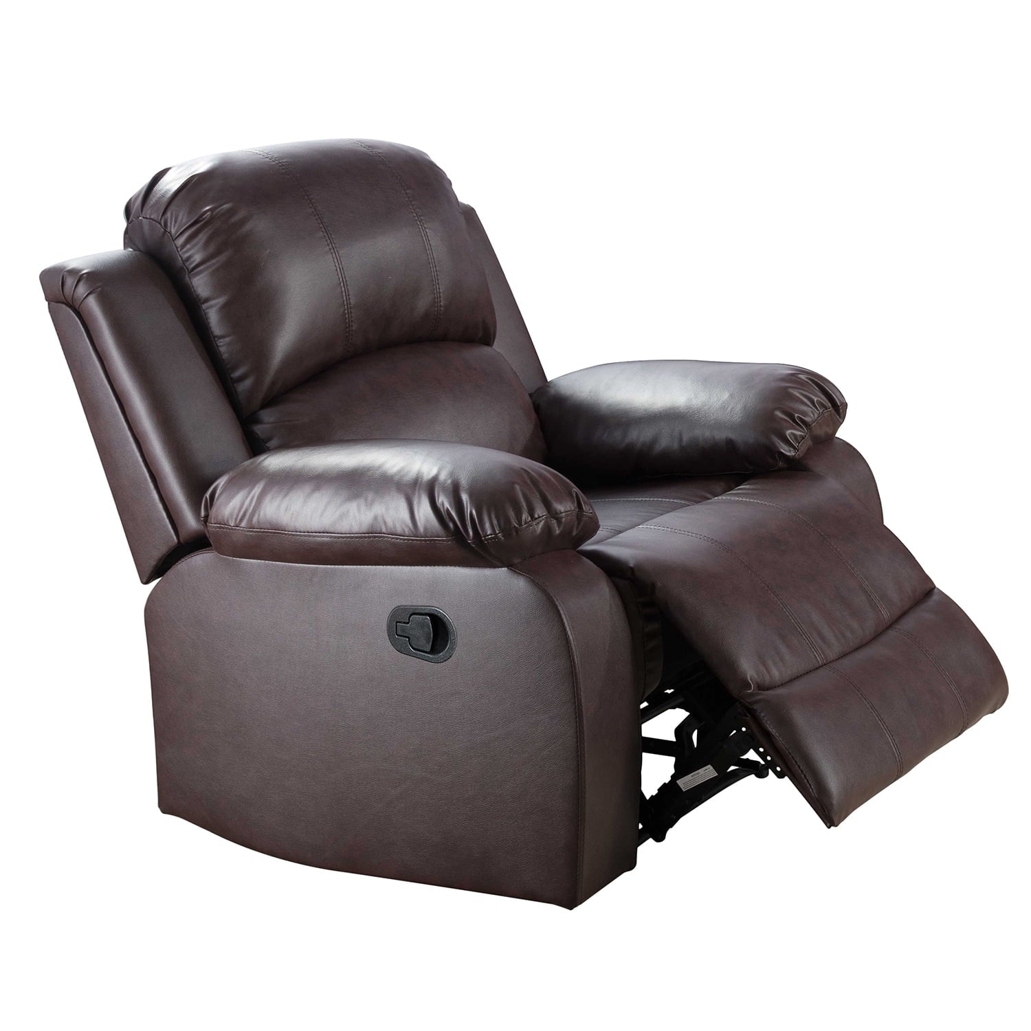 Recycled Leather Recliner Chair, Living Room Chair Recliner Single Sofa with Overstuffed Arm and Back, Theater Lounge Seat for Home, Brown