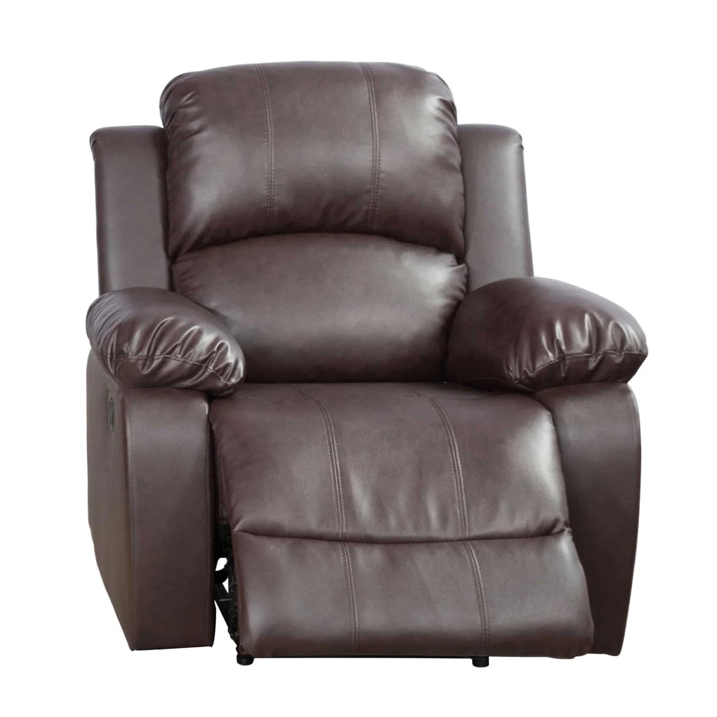 Recycled Leather Recliner Chair, Living Room Chair Recliner Single Sofa with Overstuffed Arm and Back, Theater Lounge Seat for Home, Brown