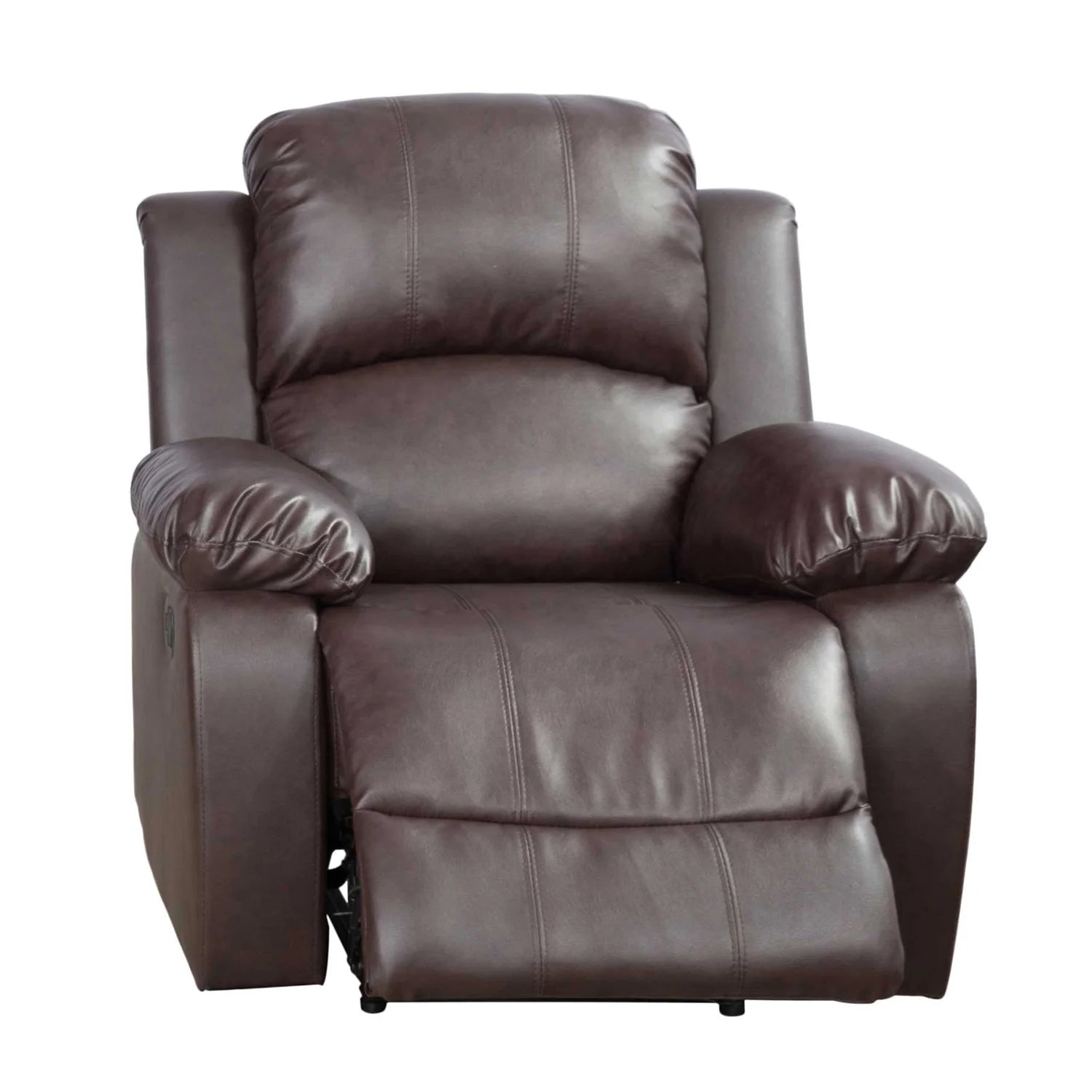 Recycled Leather Recliner Chair, Living Room Chair Recliner Single Sofa with Overstuffed Arm and Back, Theater Lounge Seat for Home, Brown