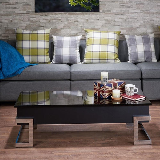 Calnan Rectangular Lift Top Coffee Table in Black and Chrome