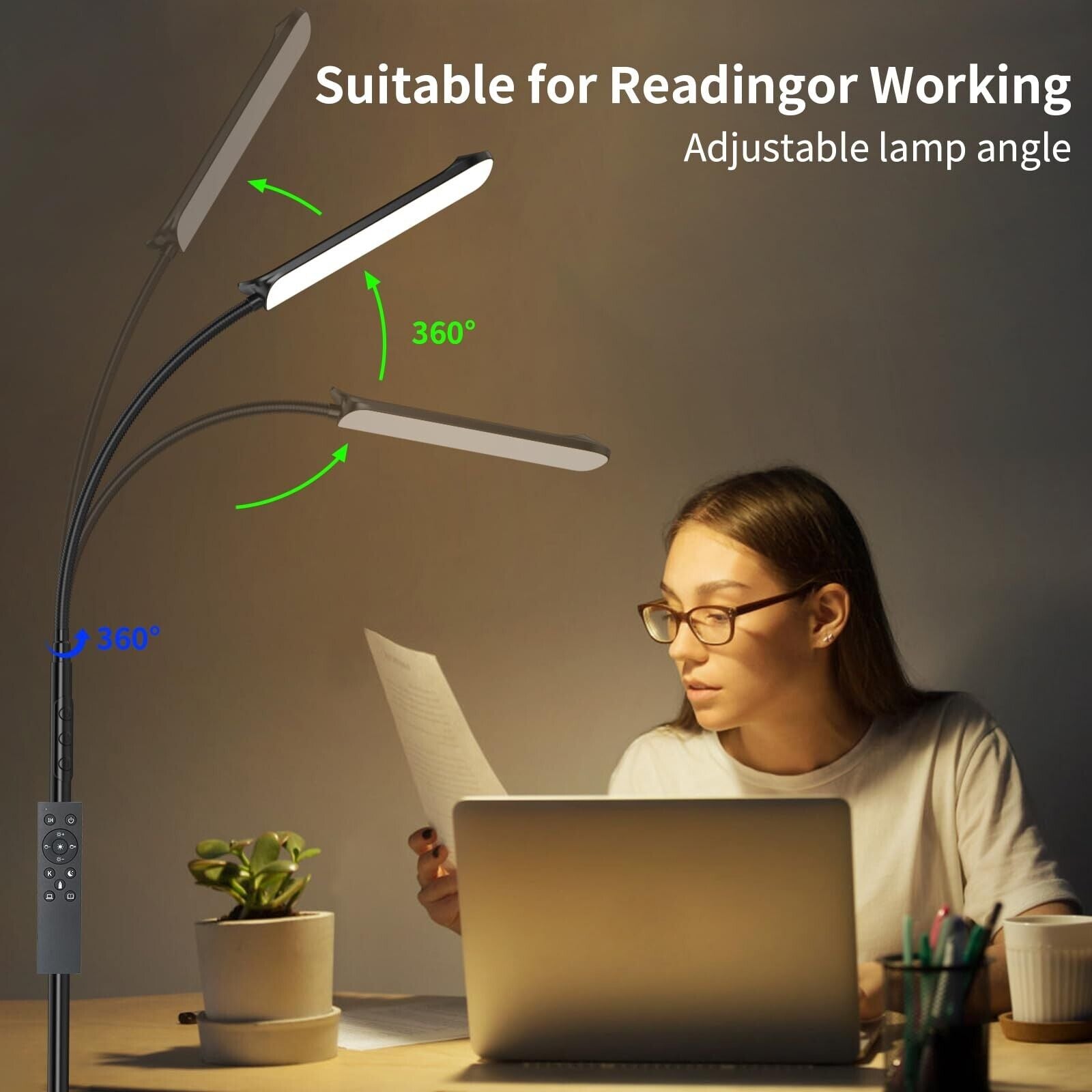 Frideko LED Floor Lamp, 18W 1800LM Bright Floor Lamp with Remote & Touch Cont...