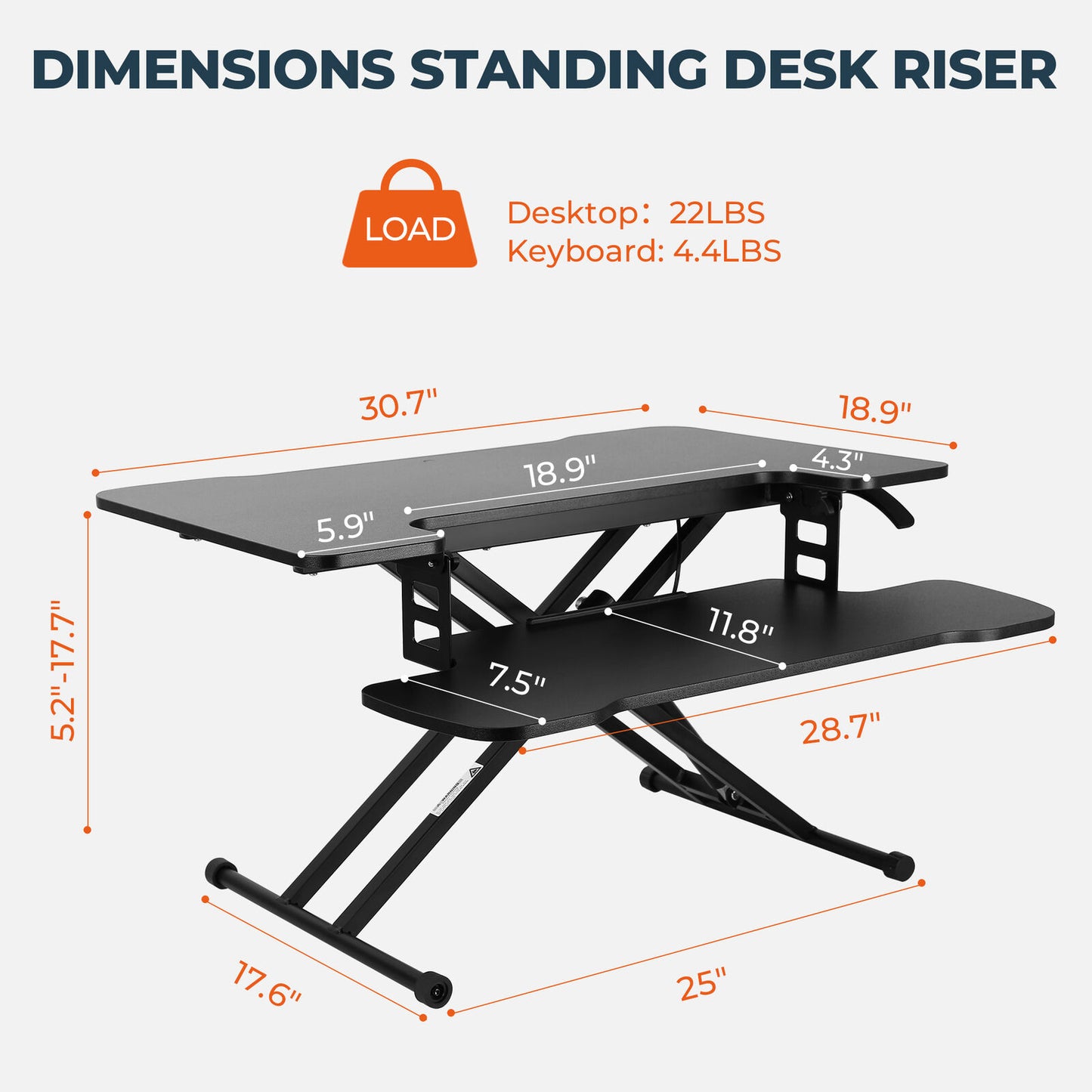 FLEXISPOT 31" Home Office Desk Converter Height Adjustable Computer Desk Riser