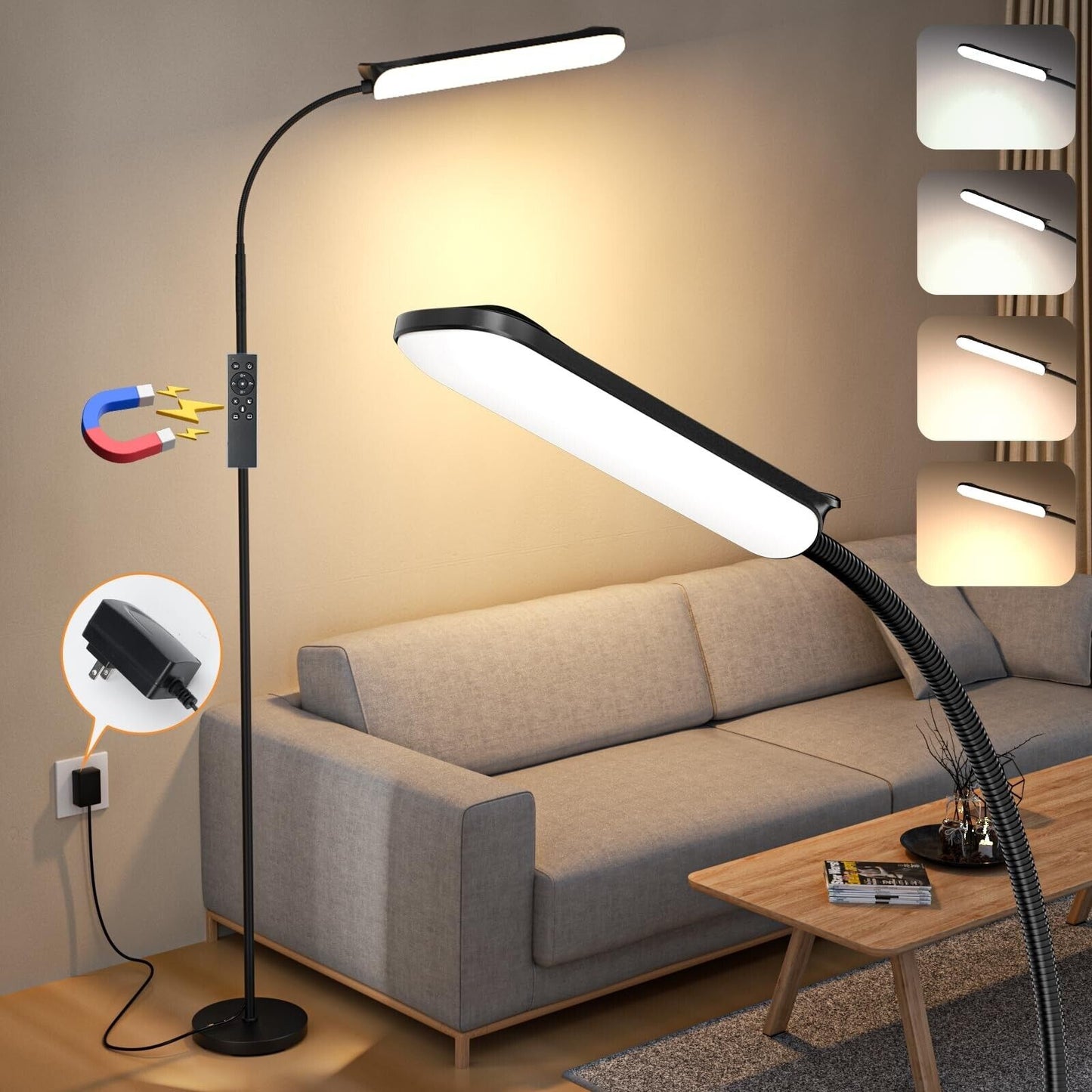 Frideko LED Floor Lamp, 18W 1800LM Bright Floor Lamp with Remote & Touch Cont...