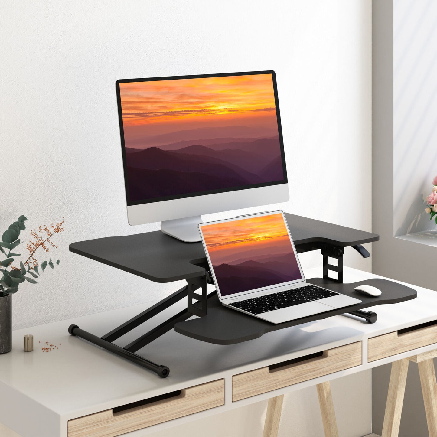FLEXISPOT 31" Home Office Desk Converter Height Adjustable Computer Desk Riser