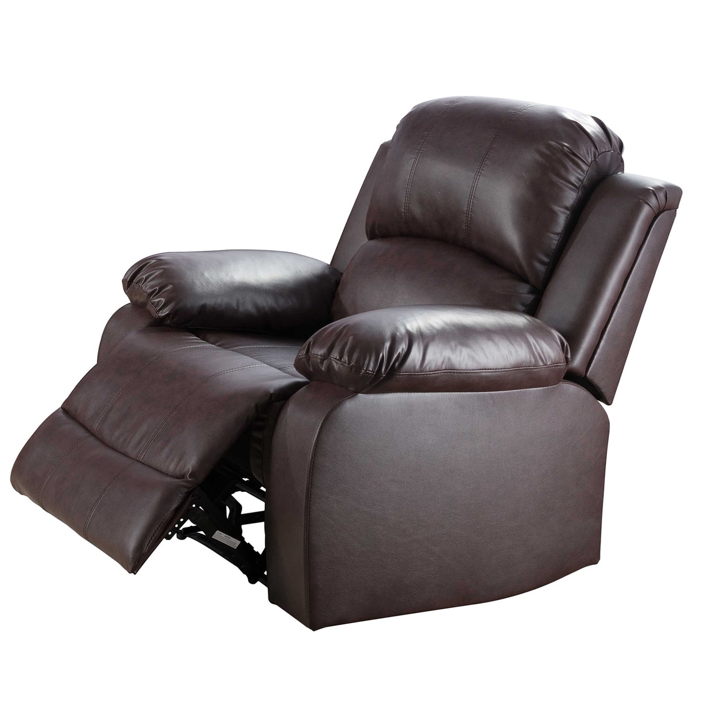 Recycled Leather Recliner Chair, Living Room Chair Recliner Single Sofa with Overstuffed Arm and Back, Theater Lounge Seat for Home, Brown